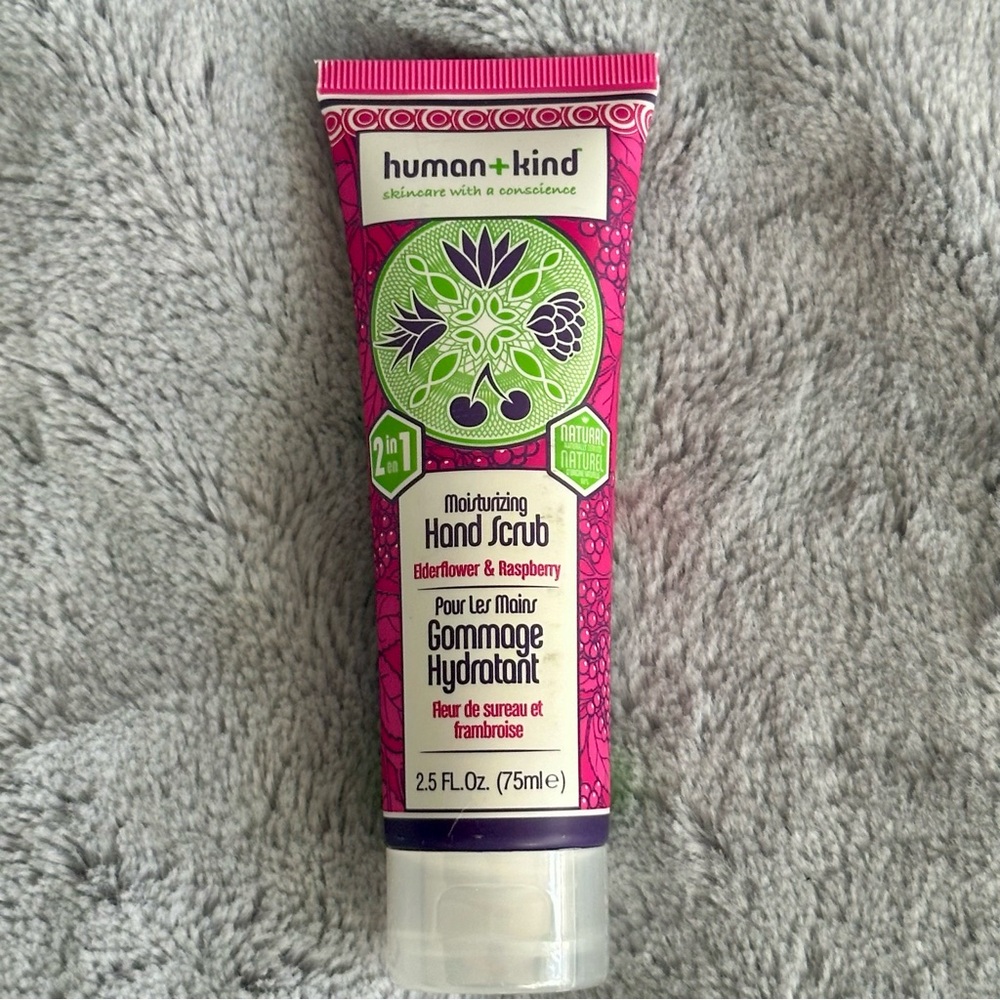 Human+Kind Moisturizing Hand Scrub Elderflower Raspberry 2-in-1 New 2.5 oz
